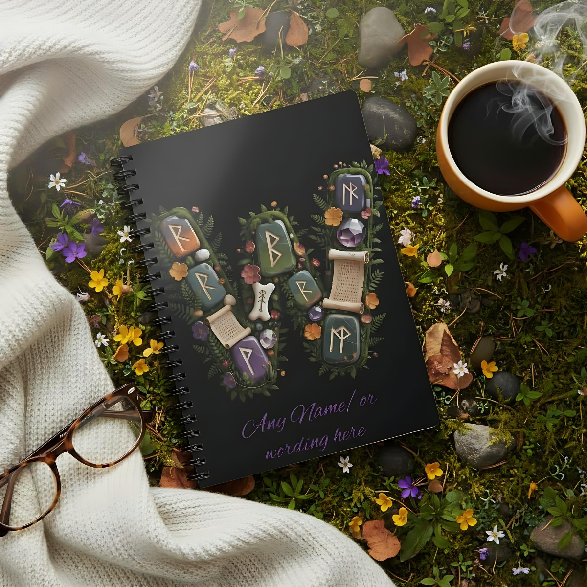 Personalized Norse Witchy Monogram A5 Notebook, Custom Journal, Monogram  Letter "W" Notebook.