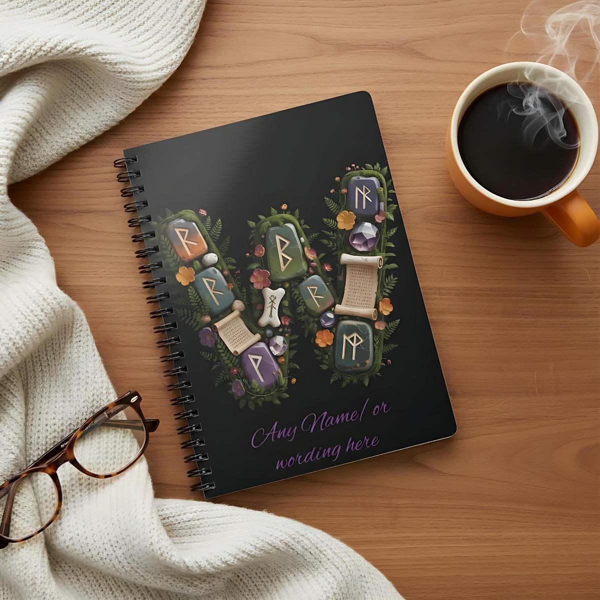 Personalized Norse Witchy Monogram A5 Notebook, Custom Journal, Monogram  Letter "W" Notebook.