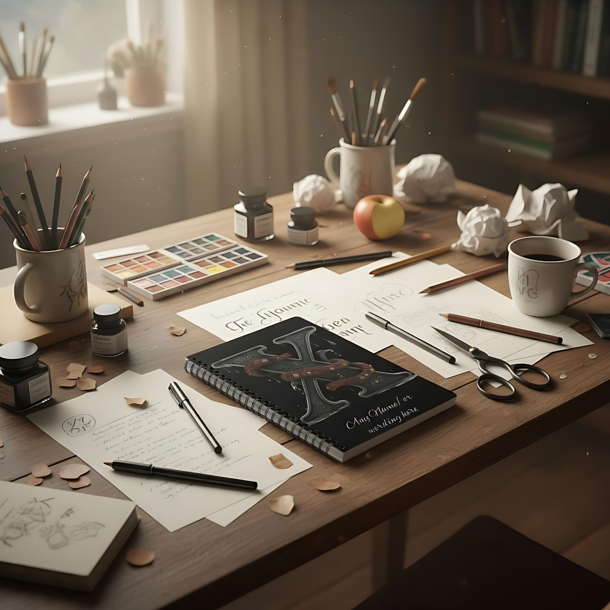 Personalized Norse Witchy Monogram A5 Notebook, Custom Journal, Monogram  Letter "W" Notebook.