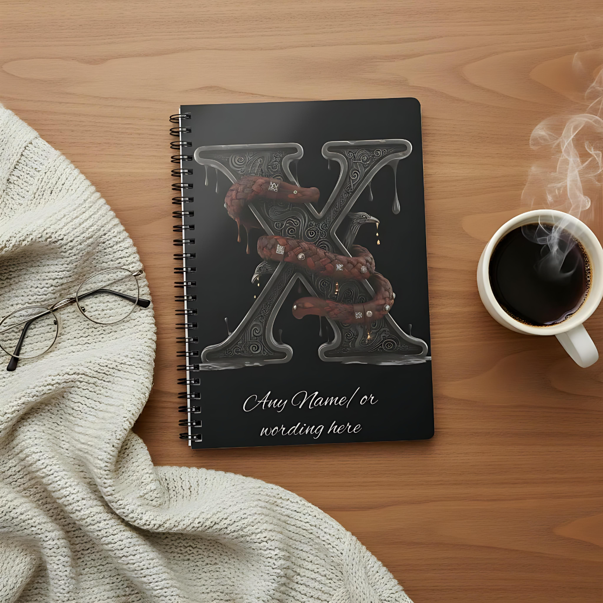 Personalized Norse Witchy Monogram A5 Notebook, Custom Journal, Monogram  Letter "W" Notebook.