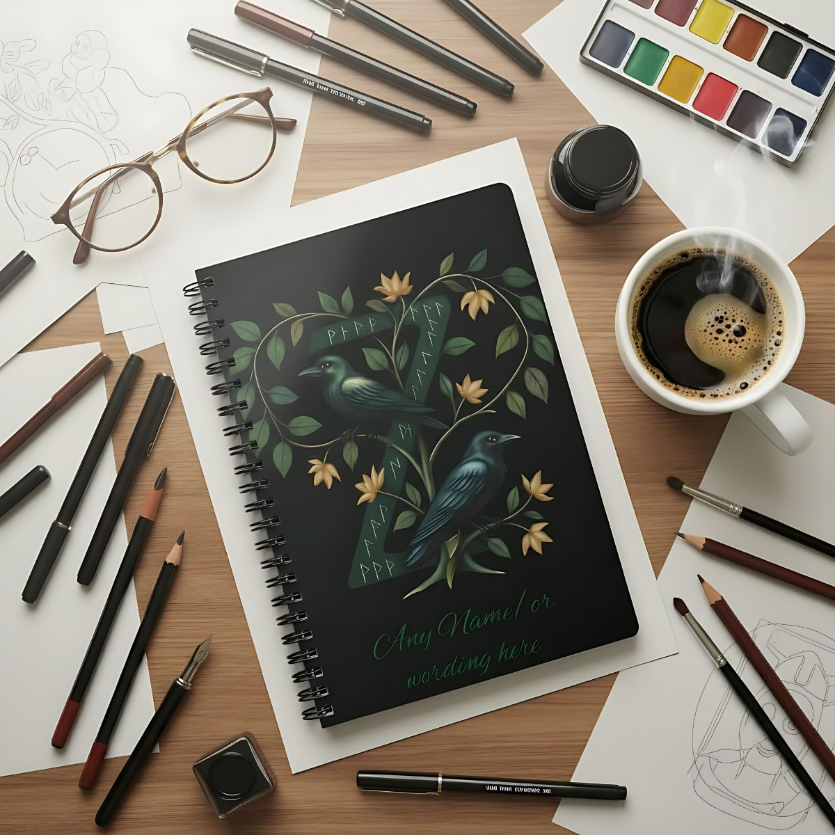 Personalized Norse Witchy Monogram A5 Notebook, Custom Journal, Monogram  Letter "Z" Notebook.