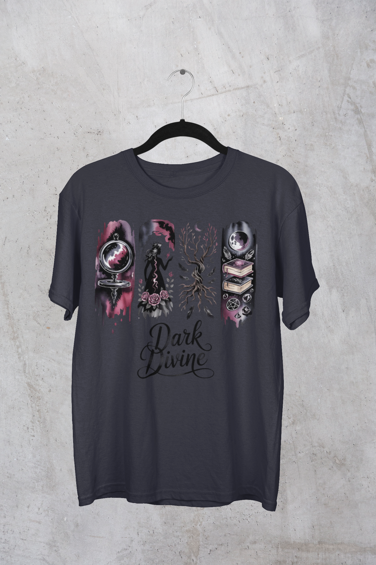 Dark Divine Witchy Glam T-Shirt | Dark Feminine Energy Shirt | Gothic Witchcore Aesthetic Tee |