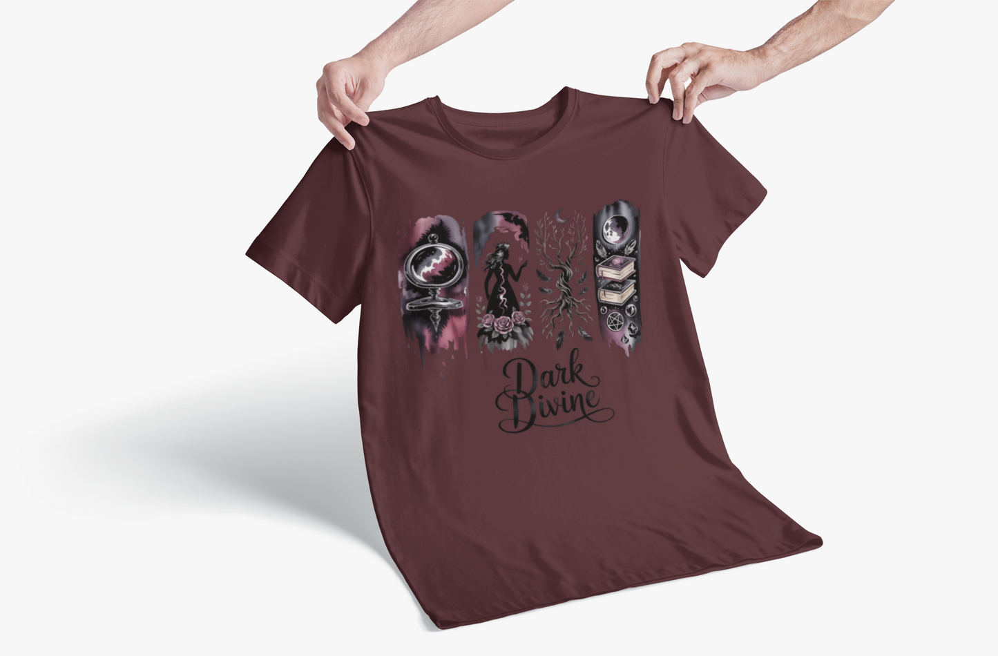 Dark Divine Witchy Glam T-Shirt | Dark Feminine Energy Shirt | Gothic Witchcore Aesthetic Tee |