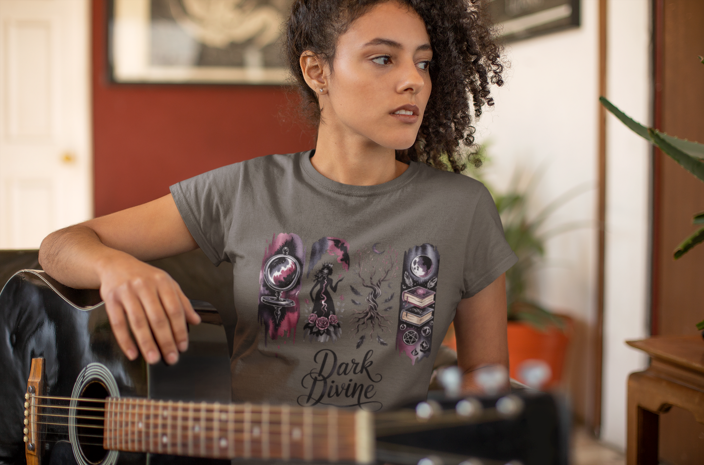 Dark Divine Witchy Glam T-Shirt | Dark Feminine Energy Shirt | Gothic Witchcore Aesthetic Tee |