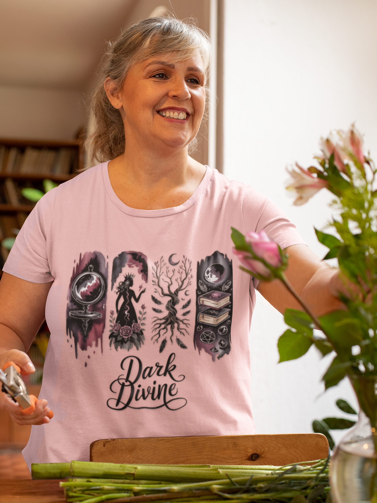 Dark Divine Witchy Glam T-Shirt | Dark Feminine Energy Shirt | Gothic Witchcore Aesthetic Tee |