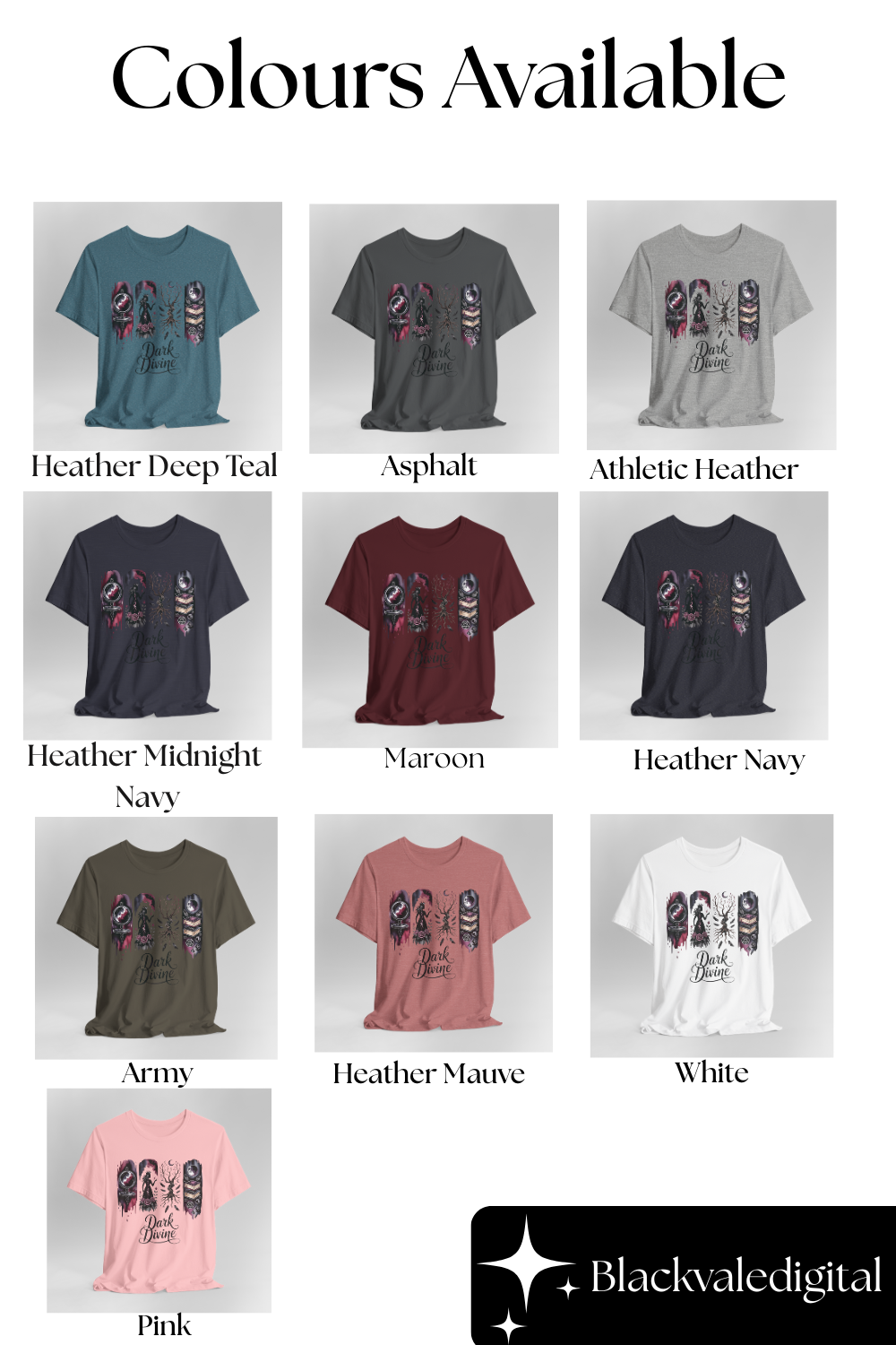 Dark Divine Witchy Glam T-Shirt | Dark Feminine Energy Shirt | Gothic Witchcore Aesthetic Tee |