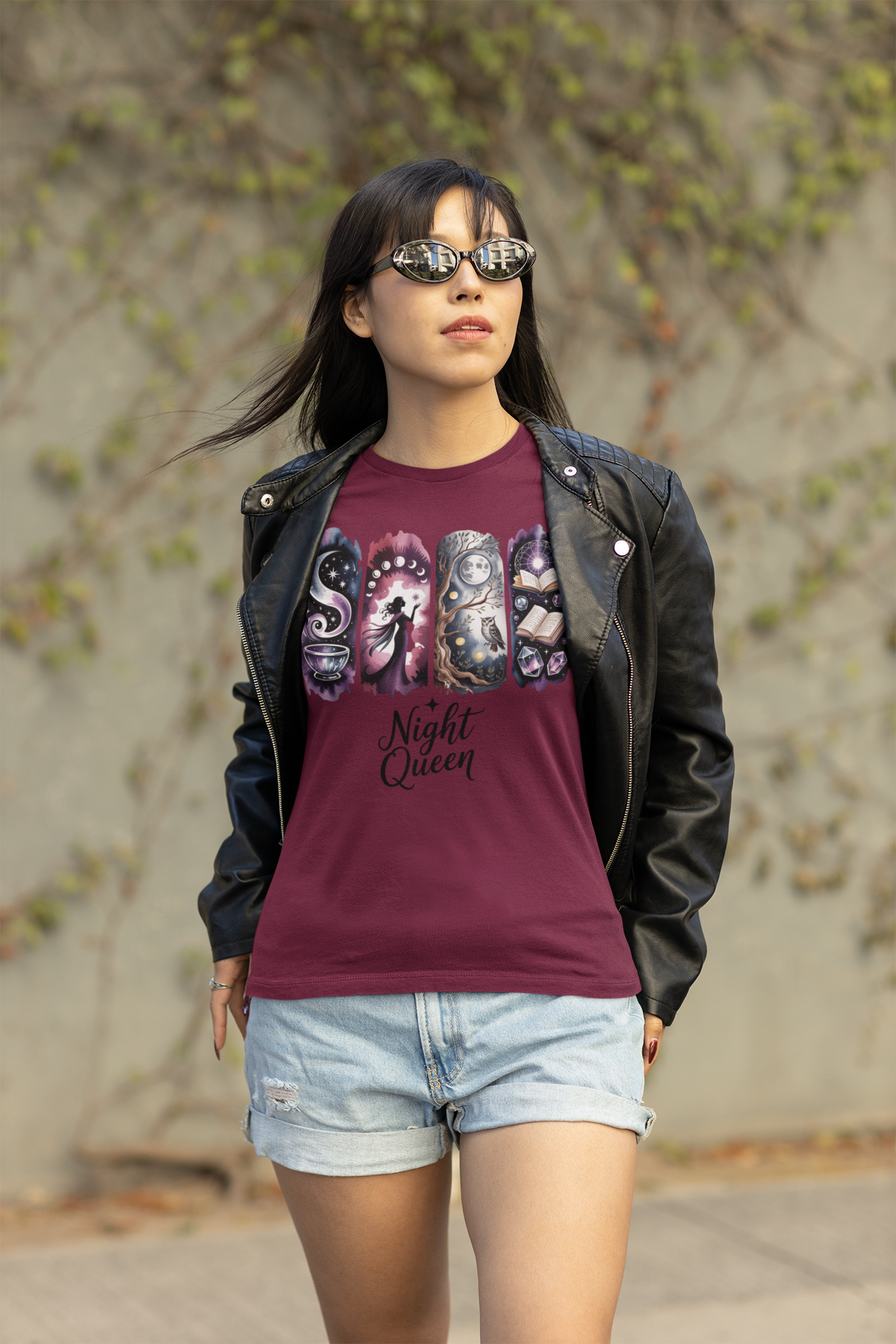 Night Queen Witchy T-Shirt | Witchy Glam Celestial Shirt | Dark Feminine Energy Tee | Moon Goddess Witchcore Graphic Top