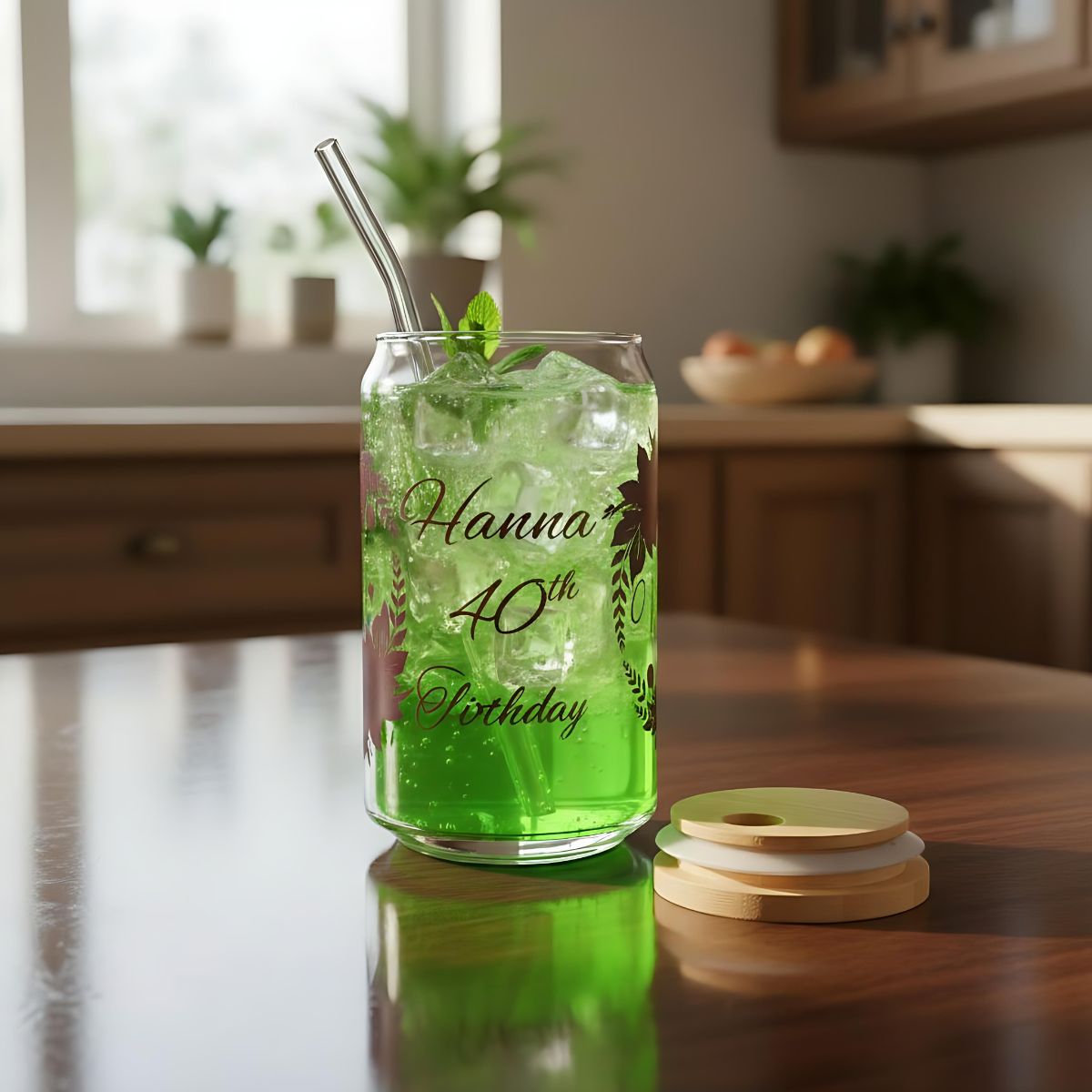 Personalized Manifest Glass Can | Witchy Glam Tumbler with Lid & Straw | Custom Name Manifestation Cup | Dark Feminine Gift for Her