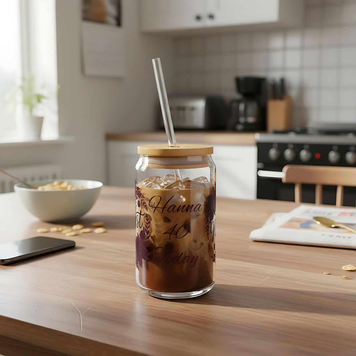 Personalized Manifest Glass Can | Witchy Glam Tumbler with Lid & Straw | Custom Name Manifestation Cup | Dark Feminine Gift for Her