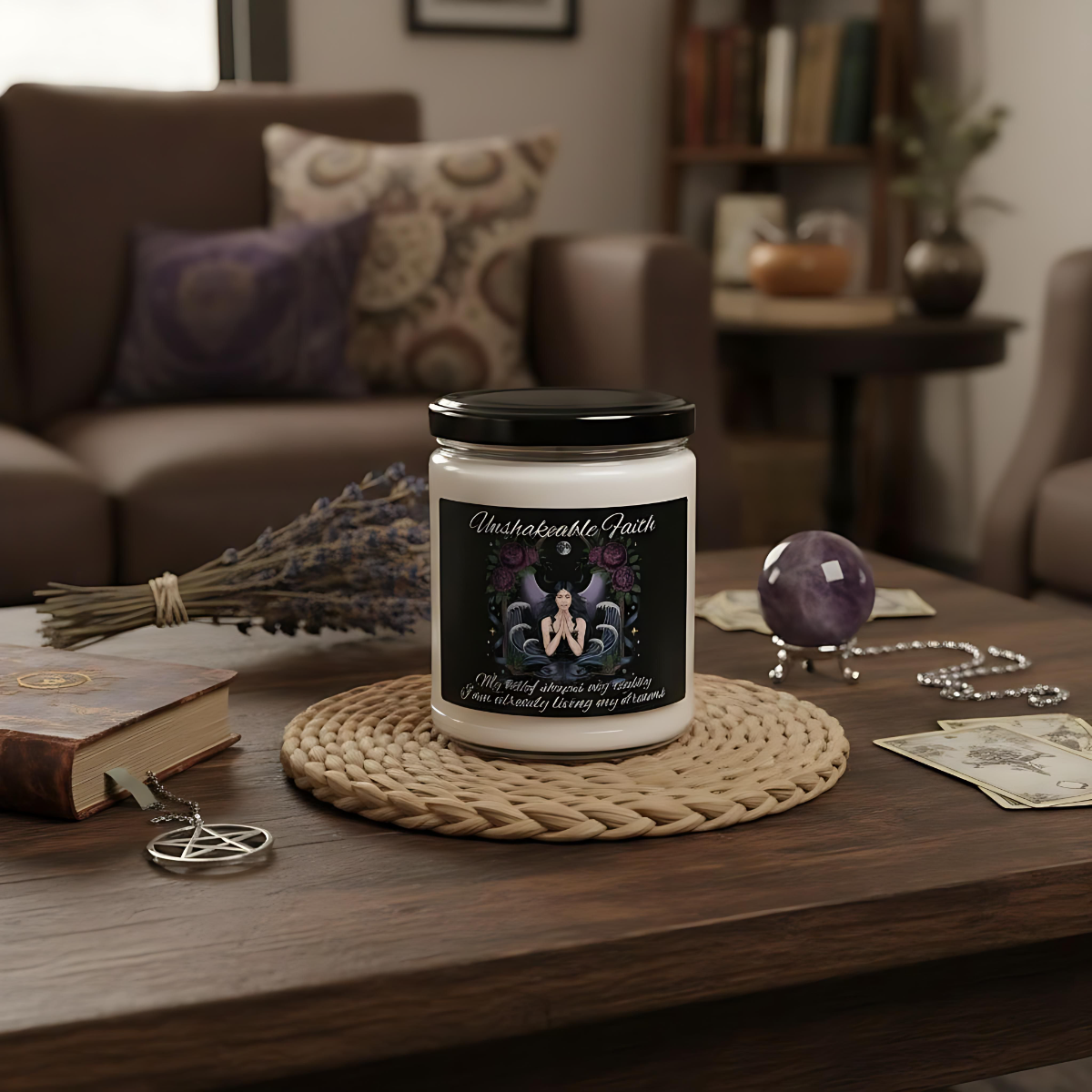 Unshakeable Faith Candle | Confidence Candle| Law of Attraction Candle |Spiritual Gift |Self Love & Meditation Candle |Elegant Scented Decor
