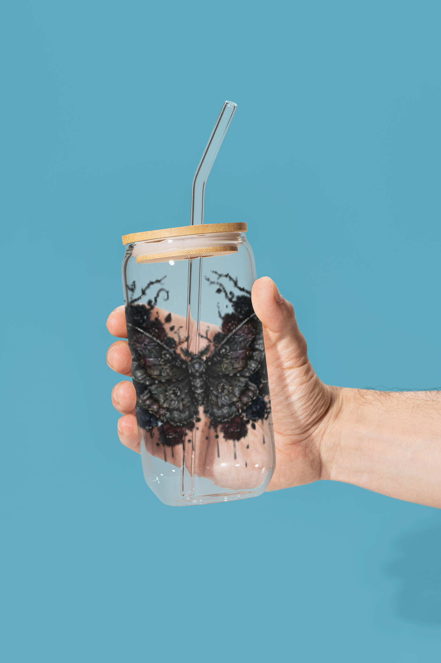 Death Moth Gothic Apparel  |  Sipper Glass, 16oz | Dark Aesthetic  | Gothic Gift for Her | Witchy Glam Dark Feminine