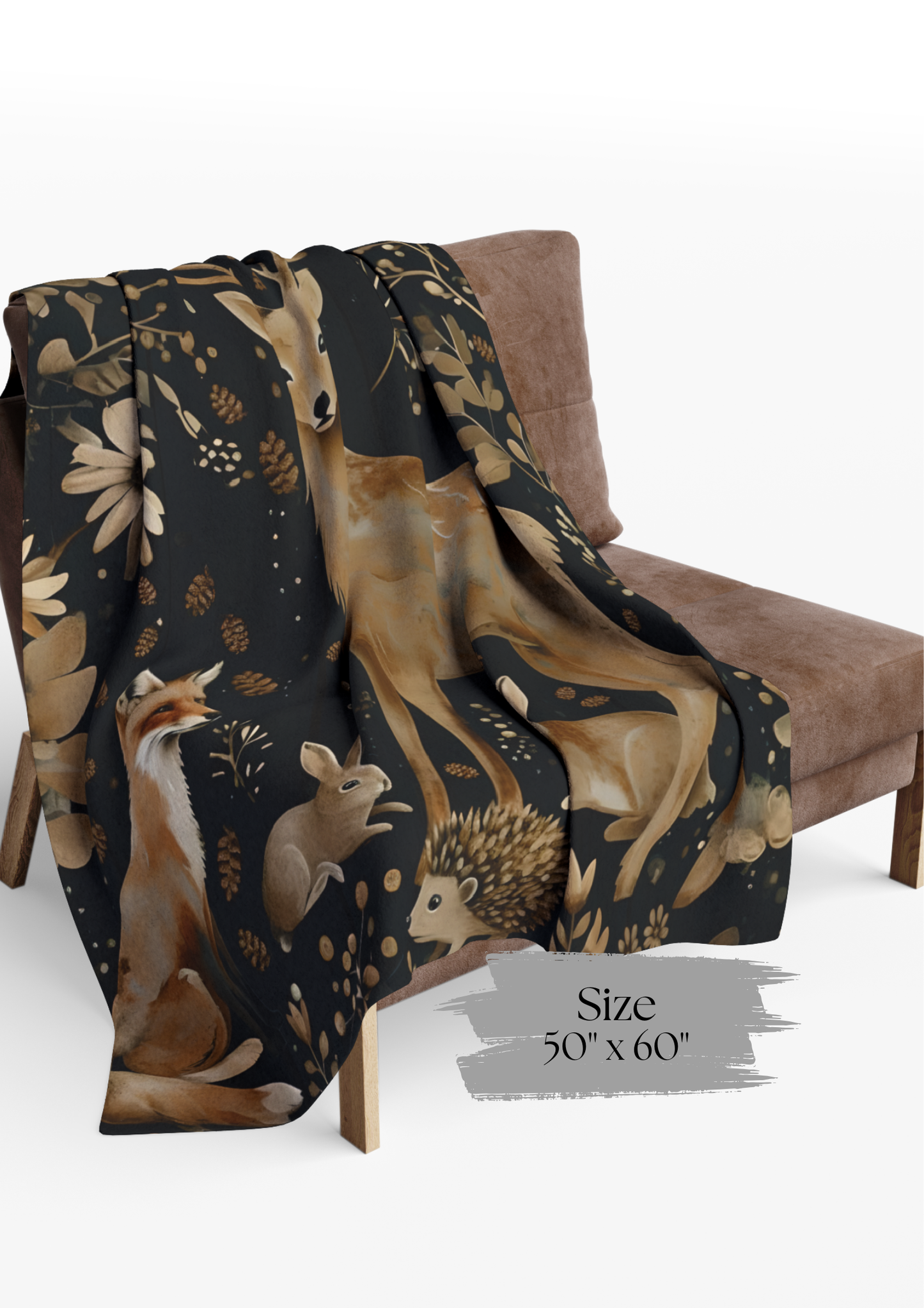 Forest Animal Throw, housewarming blanket, Artic Fleece Throw,  cozy nature home decor.