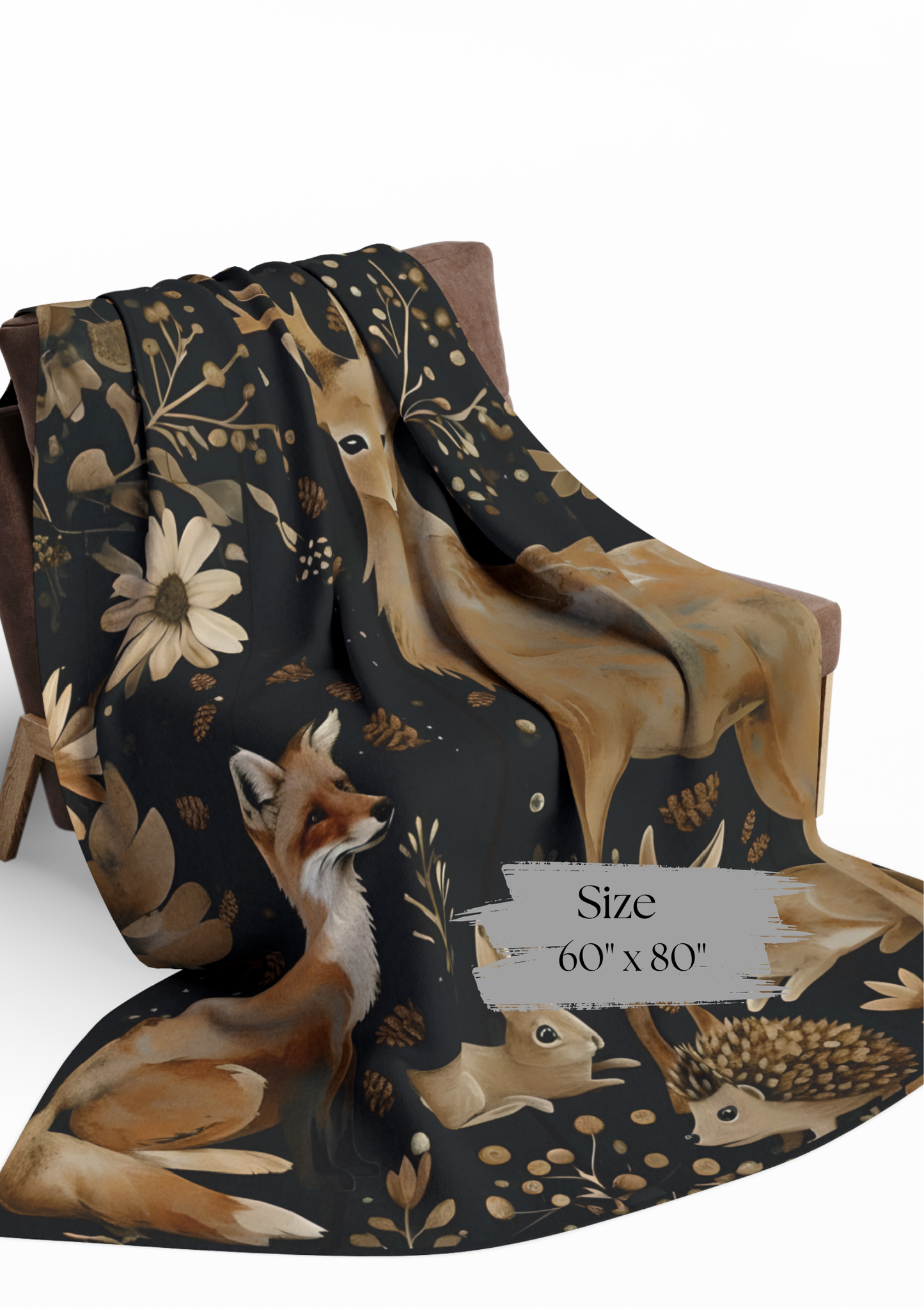 Forest Animal Throw, housewarming blanket, Artic Fleece Throw,  cozy nature home decor.