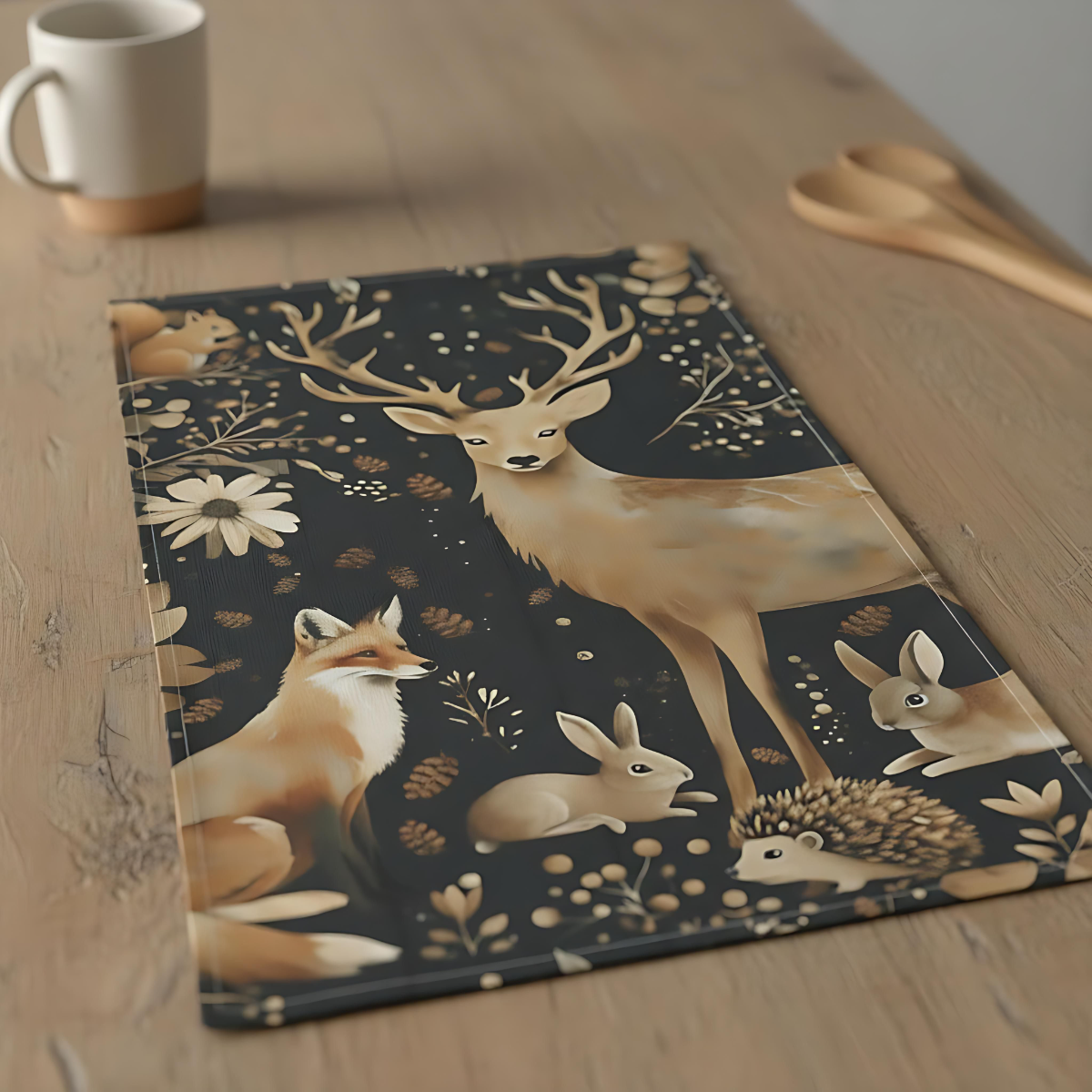 Rustic Tea Towels for Home Decor ,Woodland Animal Kitchen Linens, Cottage Core Style, House Warming Gift, Farmhouse Charm