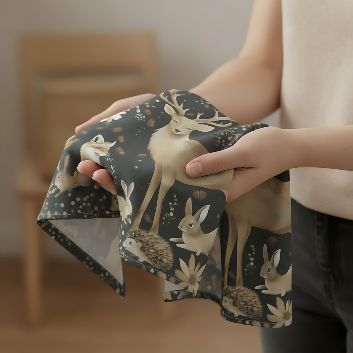 Rustic Tea Towels for Home Decor ,Woodland Animal Kitchen Linens, Cottage Core Style, House Warming Gift, Farmhouse Charm