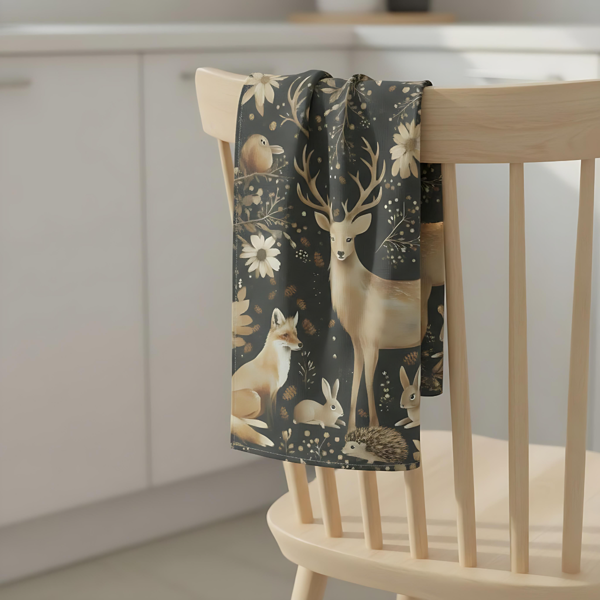 Rustic Tea Towels for Home Decor ,Woodland Animal Kitchen Linens, Cottage Core Style, House Warming Gift, Farmhouse Charm