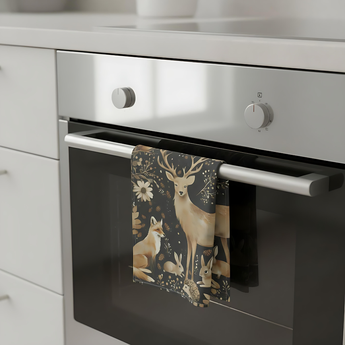 Rustic Tea Towels for Home Decor ,Woodland Animal Kitchen Linens, Cottage Core Style, House Warming Gift, Farmhouse Charm