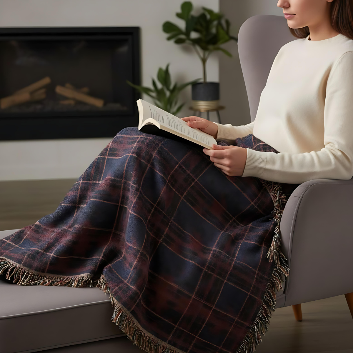 Woven Blanket, Warm Throw for Couch, Stylish Plaid Design, Cozy Home Decor