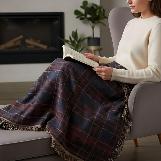 Woven Blanket, Warm Throw for Couch, Stylish Plaid Design, Cozy Home Decor