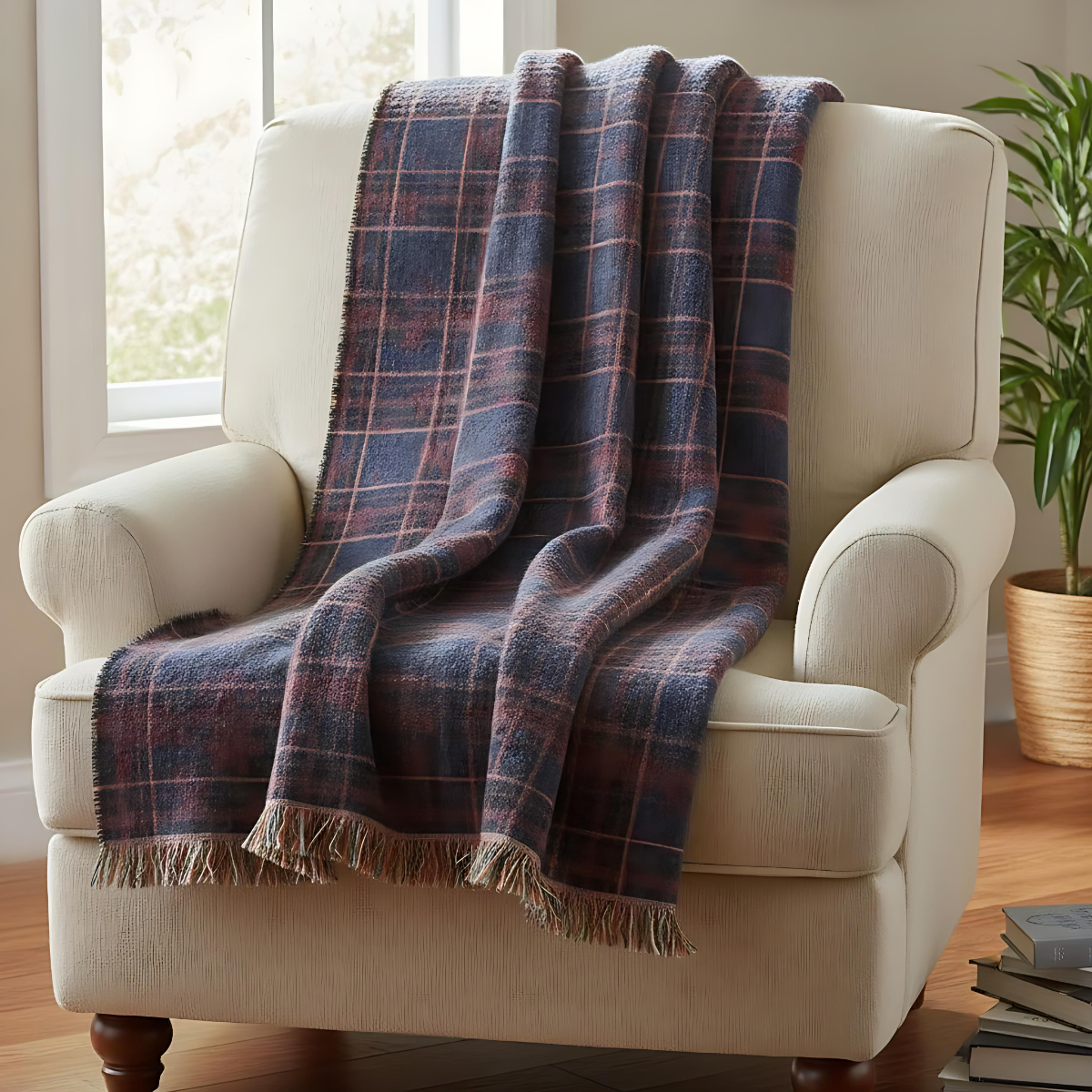 Woven Blanket, Warm Throw for Couch, Stylish Plaid Design, Cozy Home Decor