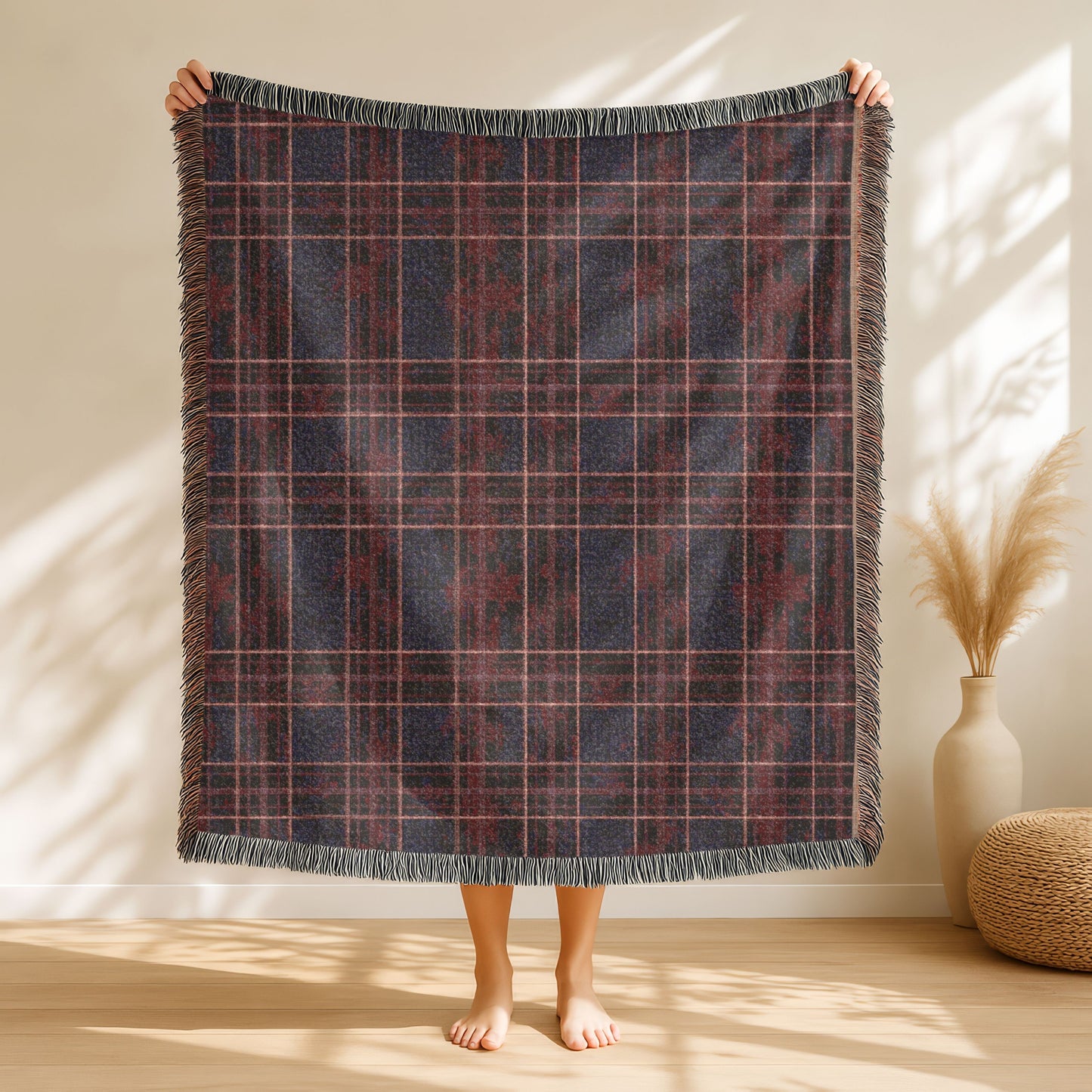 Woven Blanket, Warm Throw for Couch, Stylish Plaid Design, Cozy Home Decor