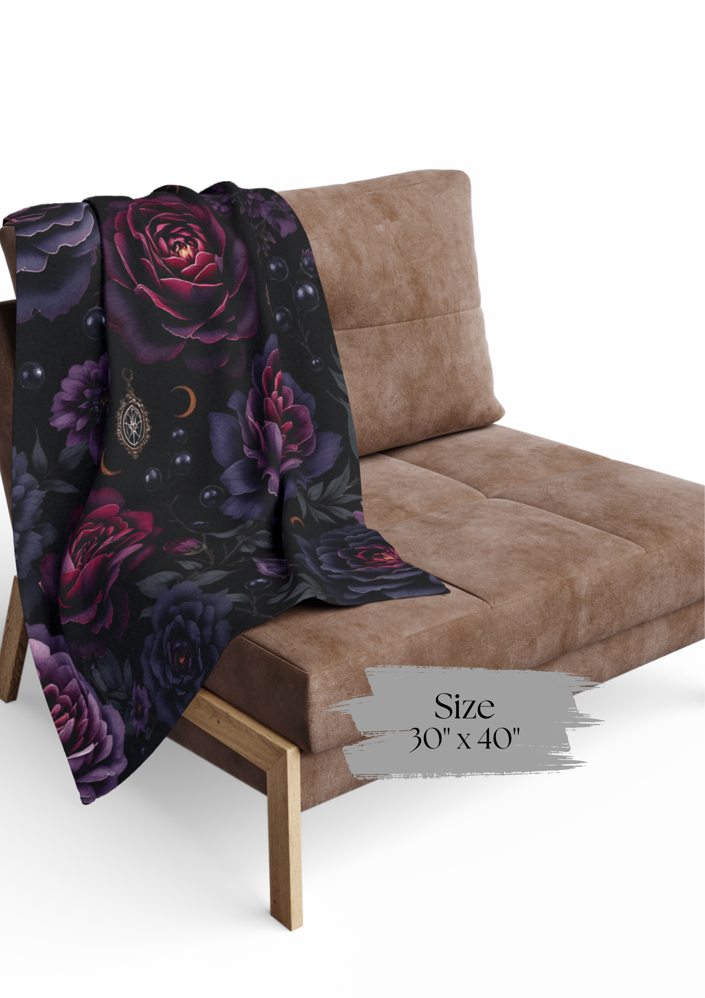 Black floral Fleece Blanket gothic home decor ,winter warm throw