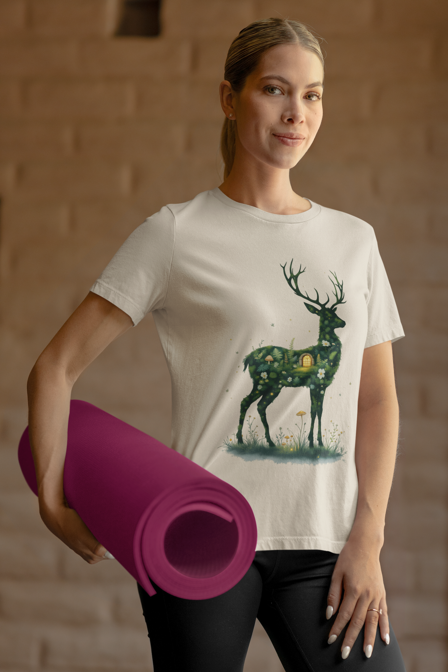 Moss Deer Silhouette Shirt, Forestcore Tee, Botanical Nature Animal Print, Woodland Gift