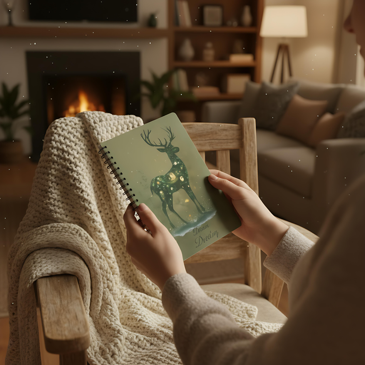 Personalised Moss Deer Notebook A5, Wire-bound Forestcore Journal.