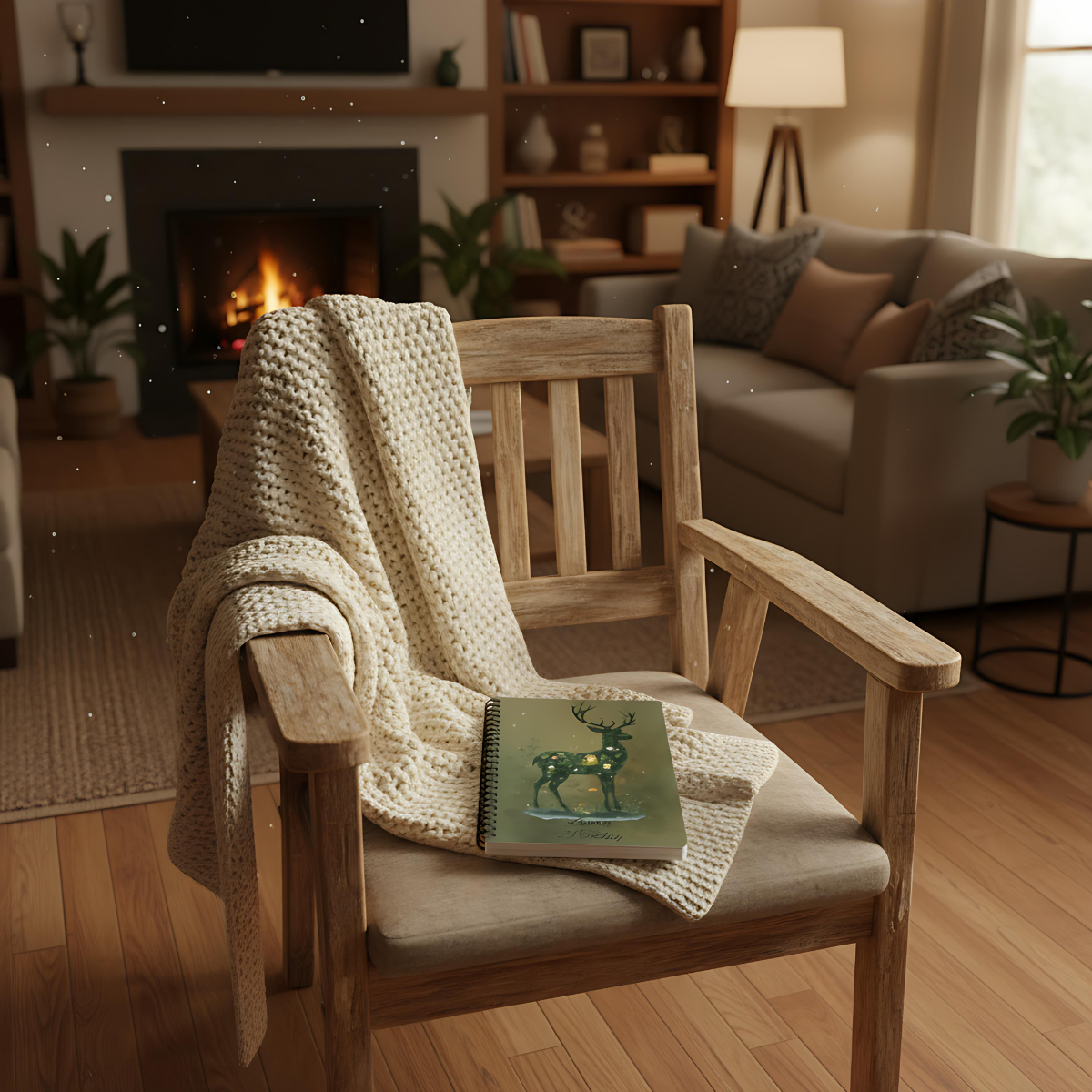 Personalised Moss Deer Notebook A5, Wire-bound Forestcore Journal.