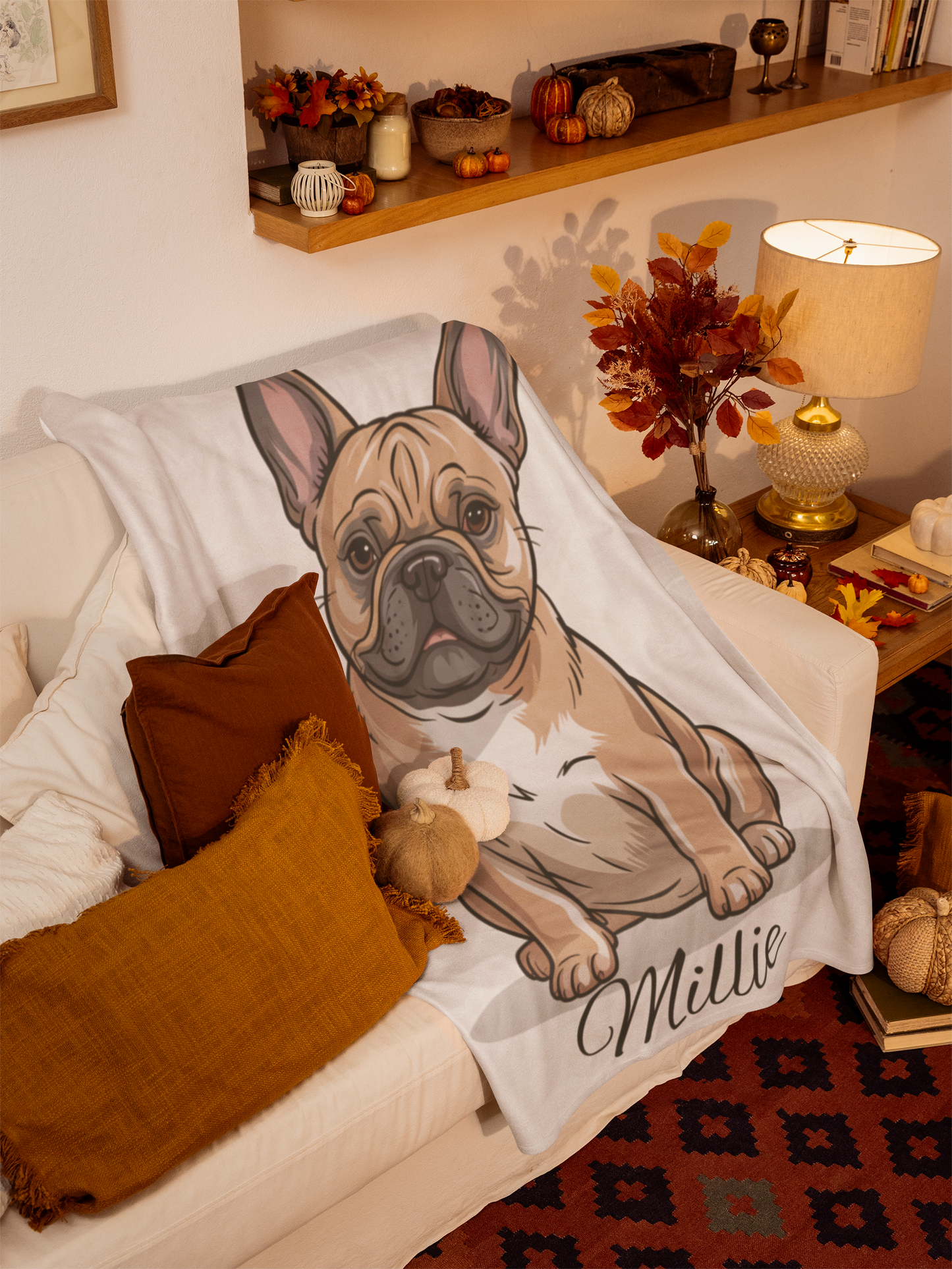 Personalized Dog Blanket | Custom Pet Name Fleece Blanket | frenchie Gift