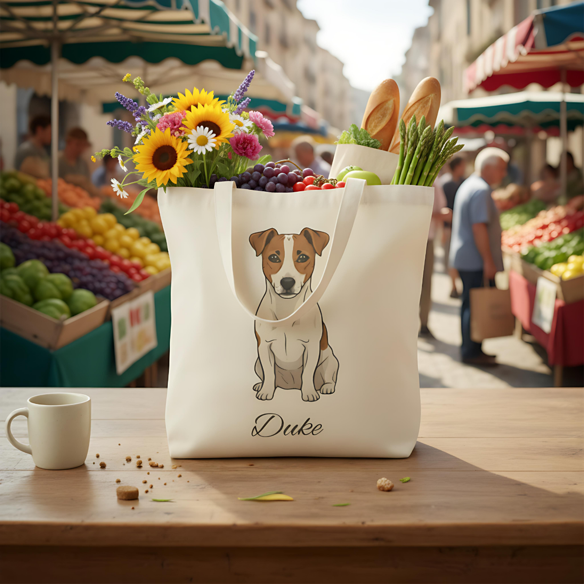 Personalized Dog Tote Bag | Custom Pet Name Canvas Tote | Jack Russel gift