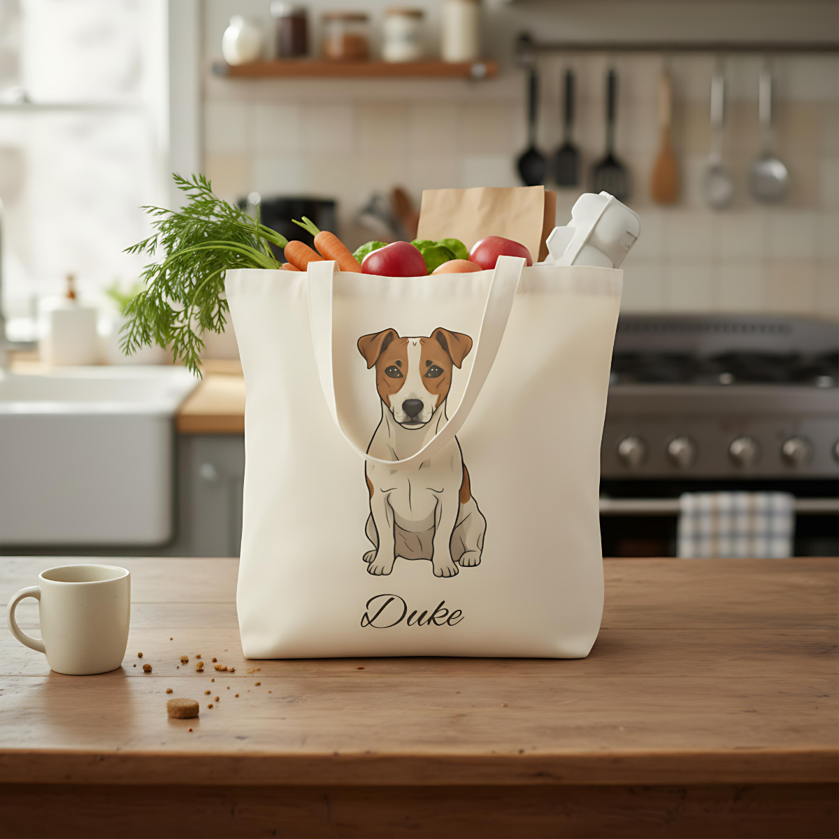 Personalized Dog Tote Bag | Custom Pet Name Canvas Tote | Jack Russel gift