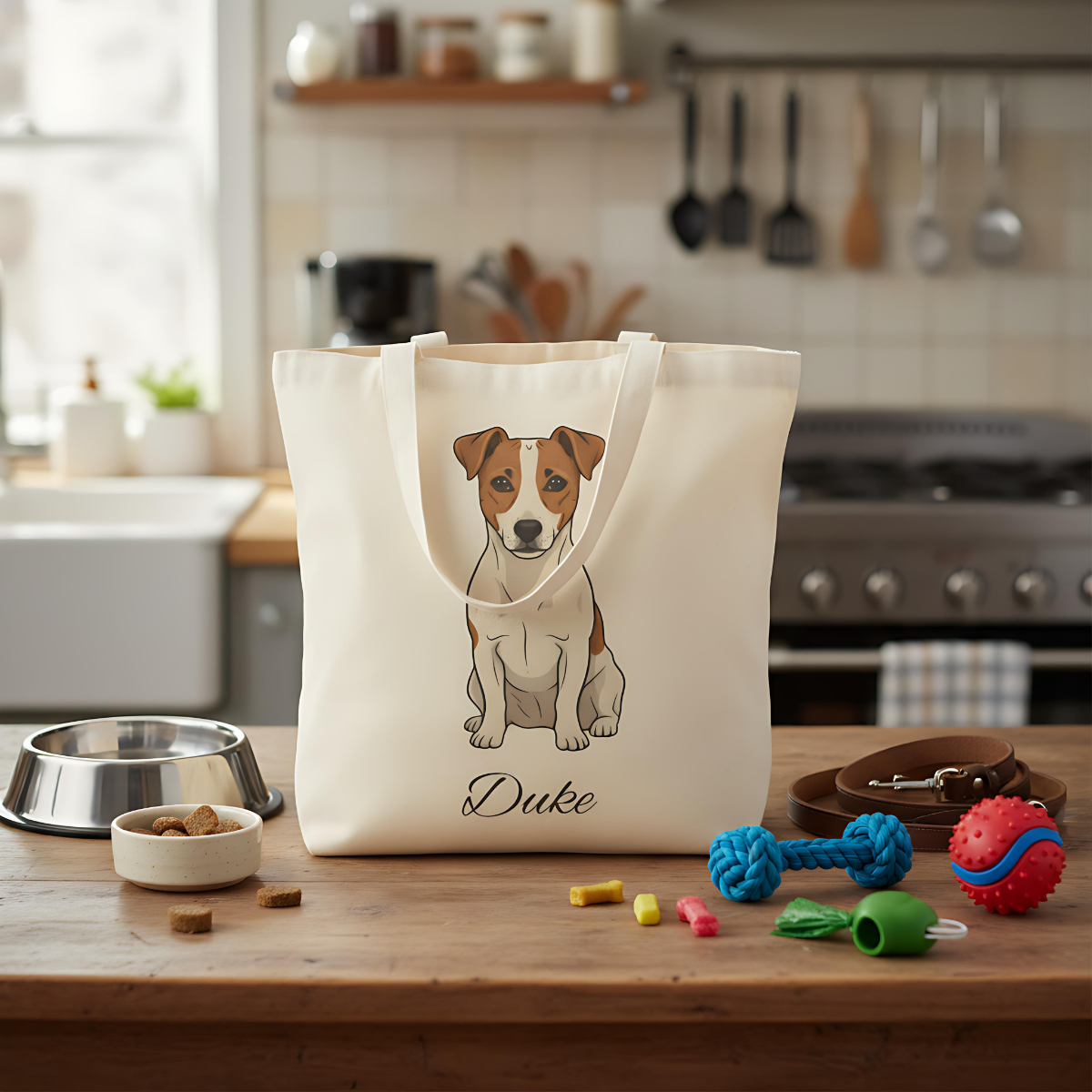 Personalized Dog Tote Bag | Custom Pet Name Canvas Tote | Jack Russel gift