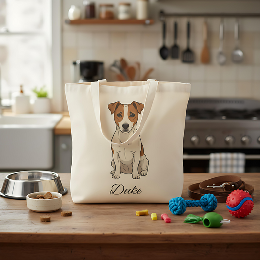 Personalized Dog Tote Bag | Custom Pet Name Canvas Tote | Jack Russel gift