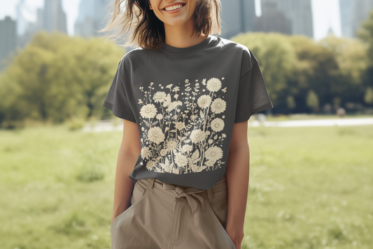 Pressed Flower Shirt | Boho Floral Graphic Tee | Cottagecore Wildflower T-Shirt |