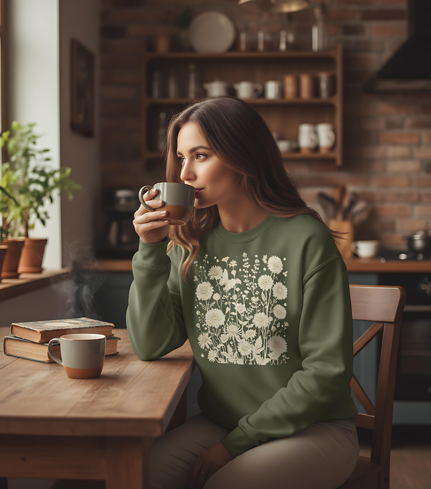 Floral Sweatshirt | Boho Wildflower Long Sleeve |  Wild Flowers Sweatshirt