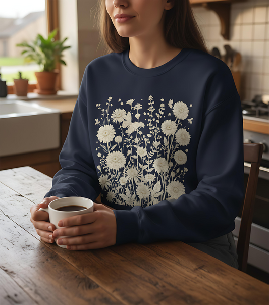 Floral Sweatshirt | Boho Wildflower Long Sleeve |  Wild Flowers Sweatshirt
