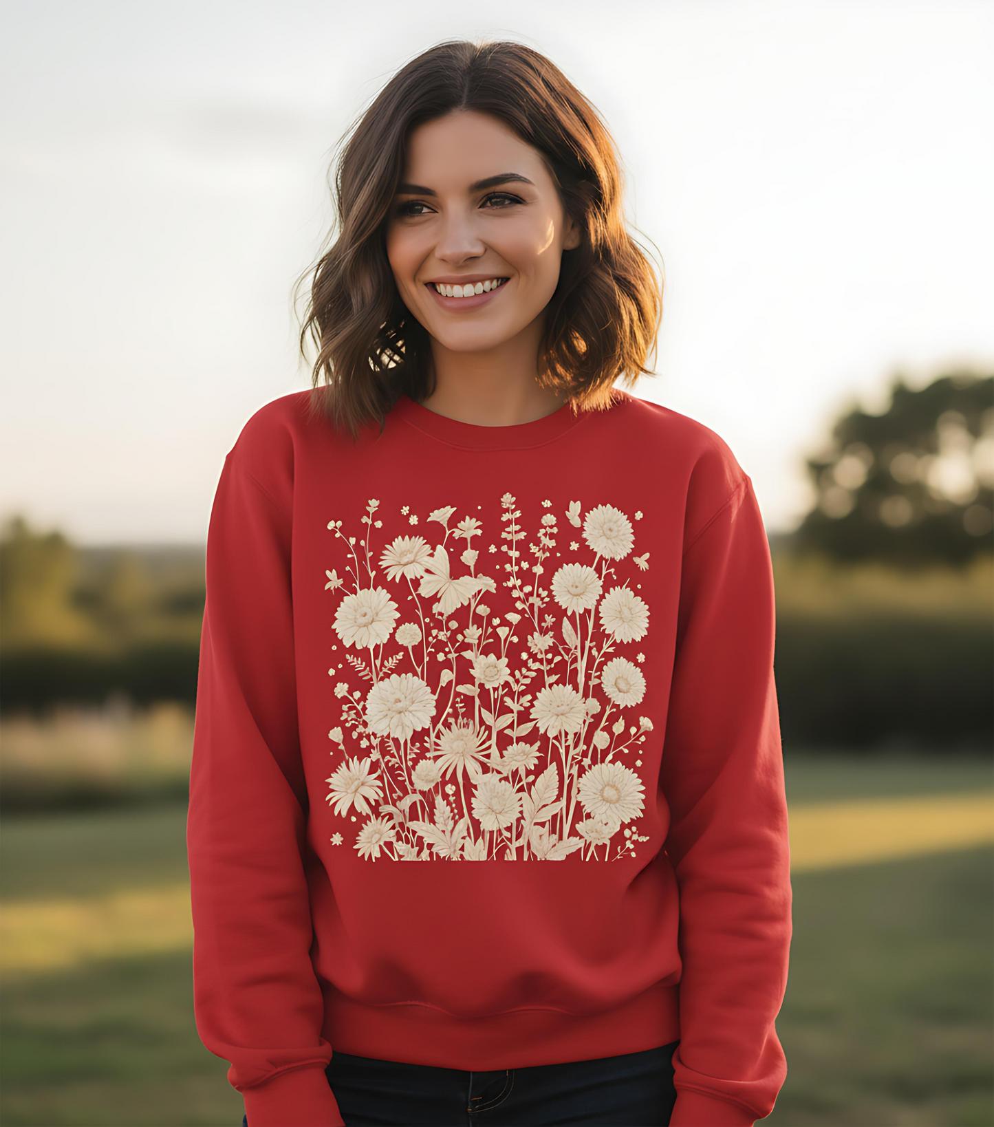 Floral Sweatshirt | Boho Wildflower Long Sleeve |  Wild Flowers Sweatshirt
