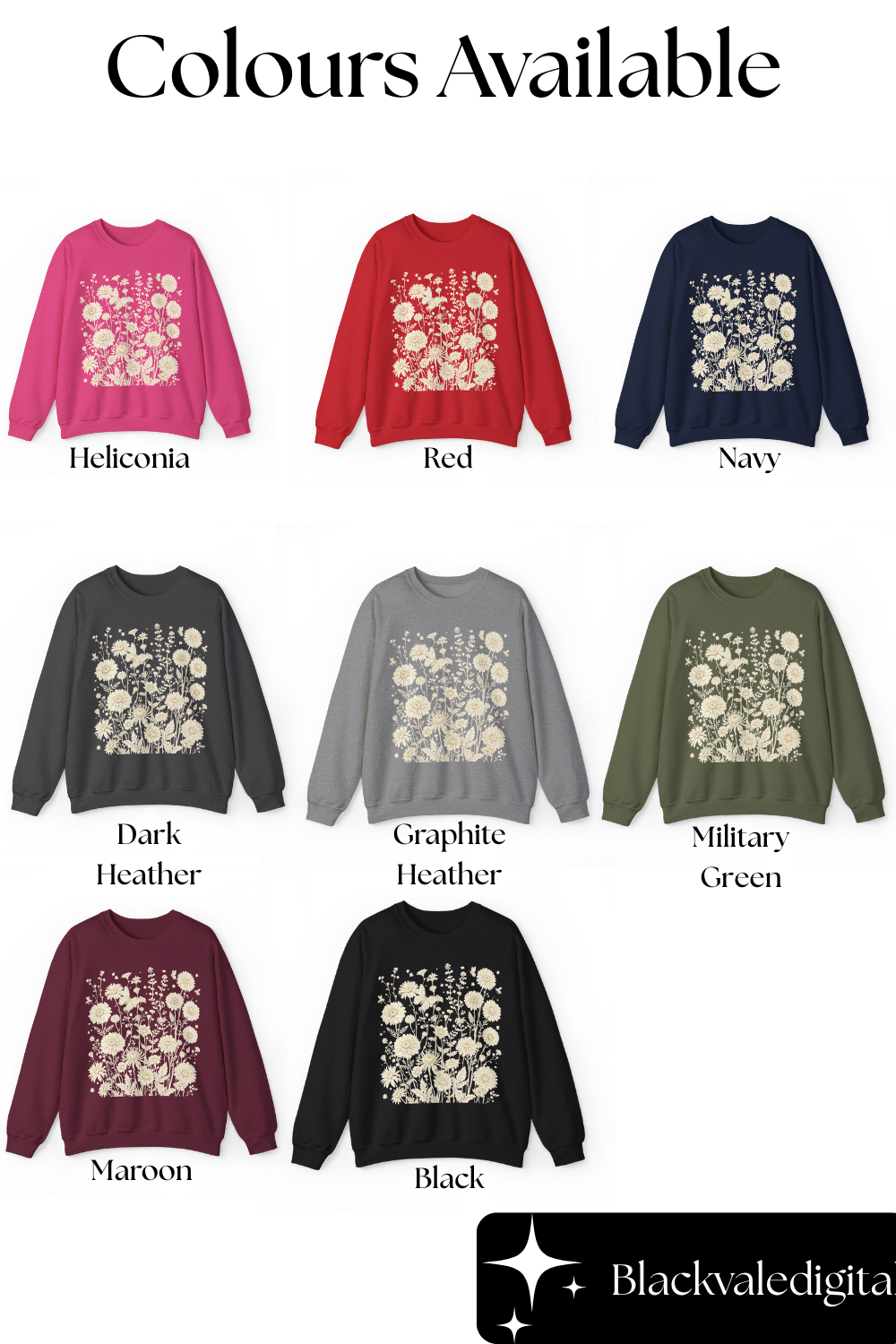 Floral Sweatshirt | Boho Wildflower Long Sleeve |  Wild Flowers Sweatshirt