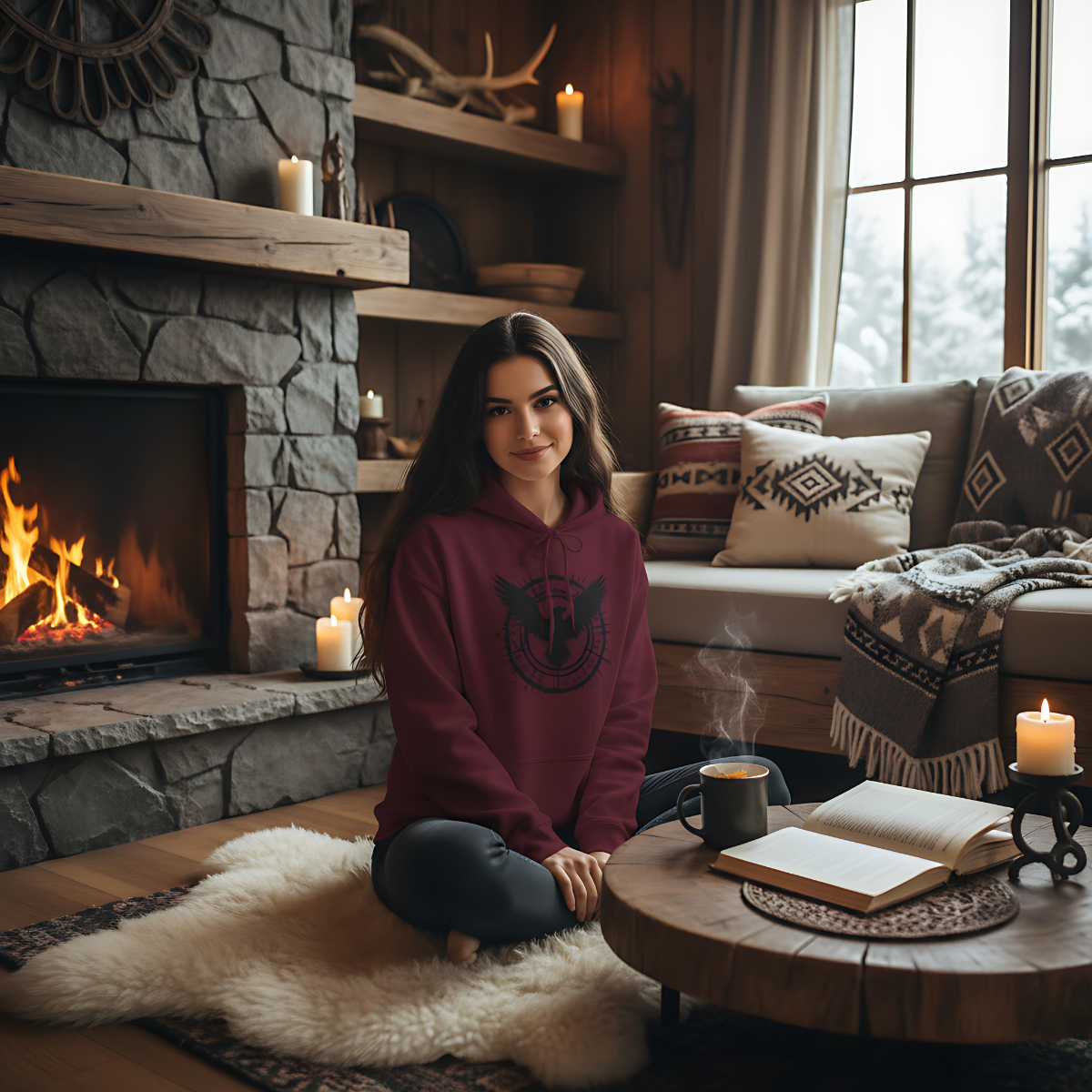 Norse Viking Raven Hoodie, Pagan Clothing, Viking Hoodie, Norse Mythology Apparel.