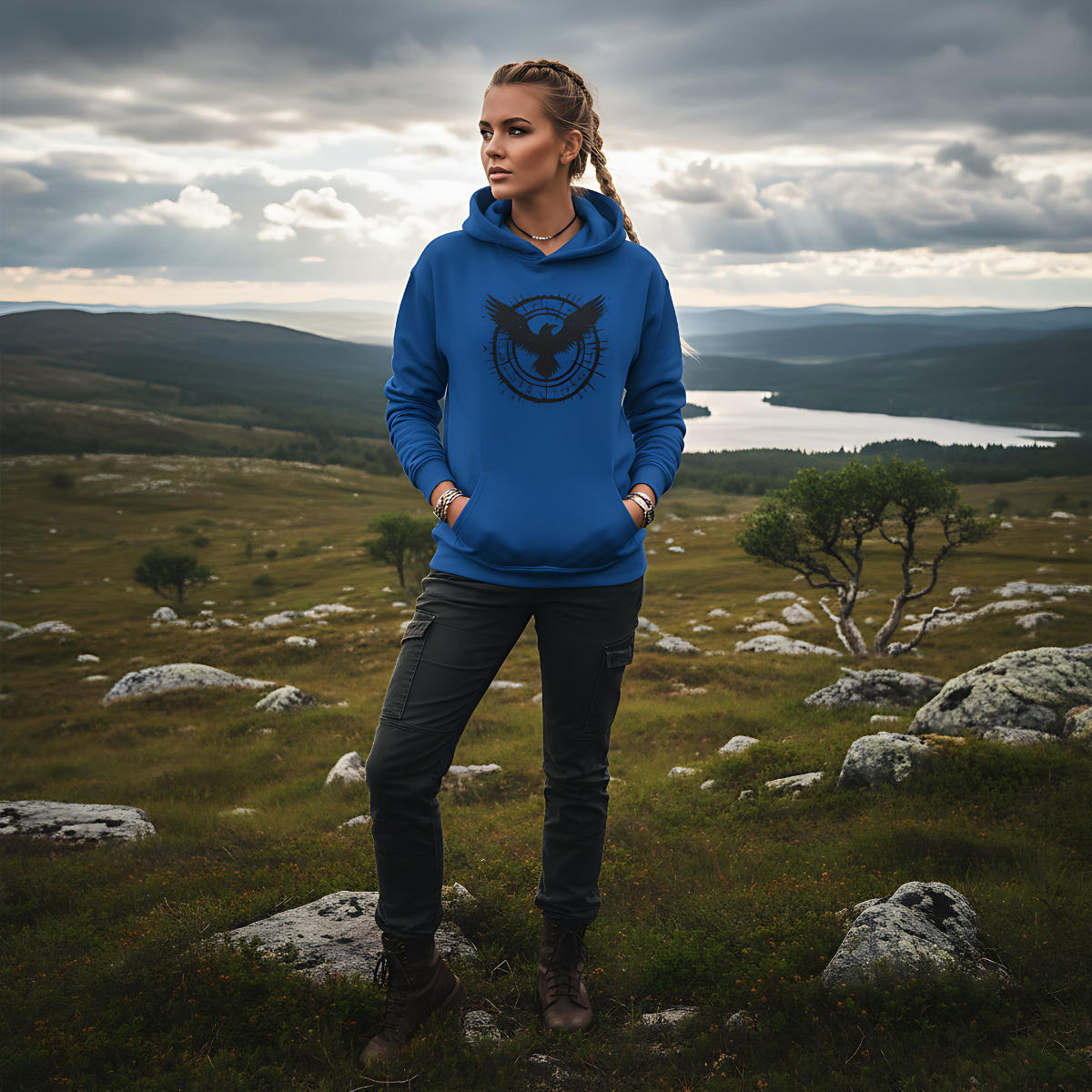 Norse Viking Raven Hoodie, Pagan Clothing, Viking Hoodie, Norse Mythology Apparel.