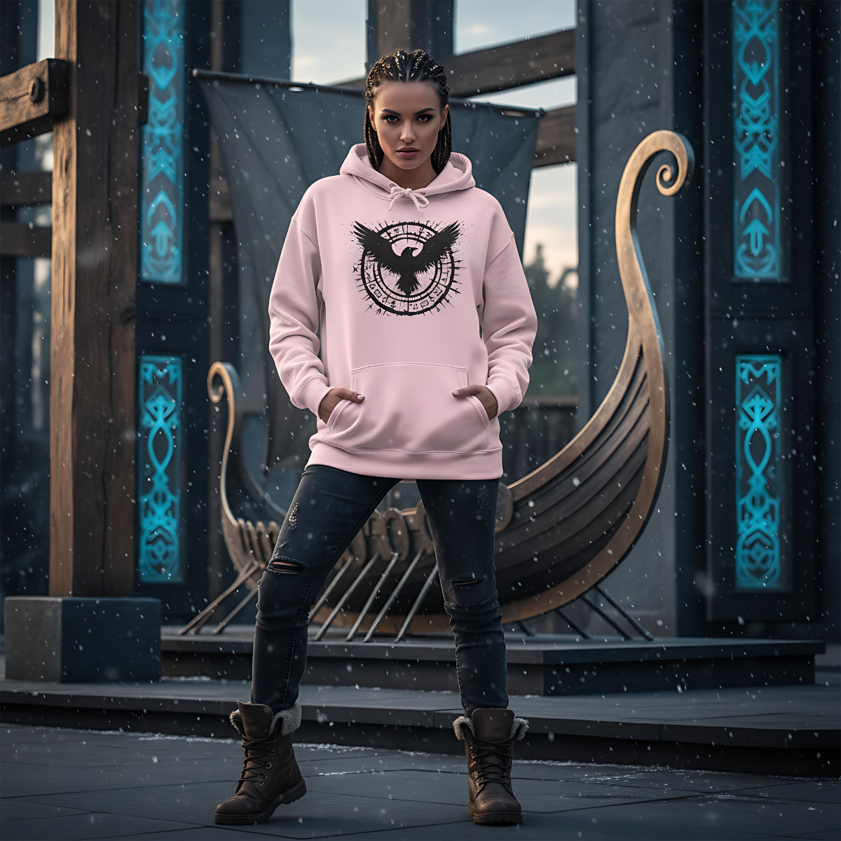 Norse Viking Raven Hoodie, Pagan Clothing, Viking Hoodie, Norse Mythology Apparel.
