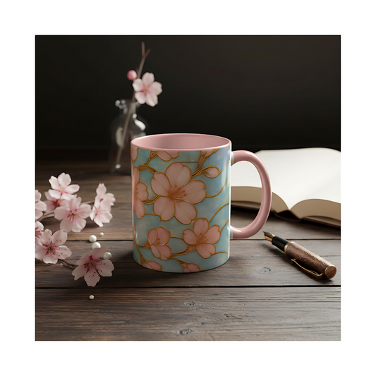 Cherry Blossom Mug | Spring Flower Coffee Cup | stained glass effect mug.