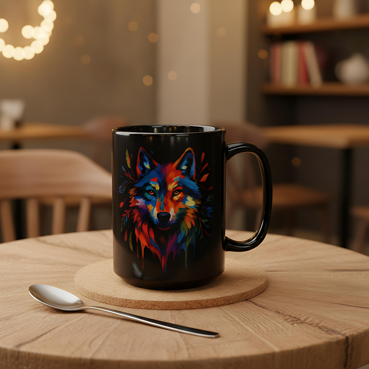 Wolf Coffee Mug | Colorful Watercolor Wolf Art Mug | Wolves Mug Gift |