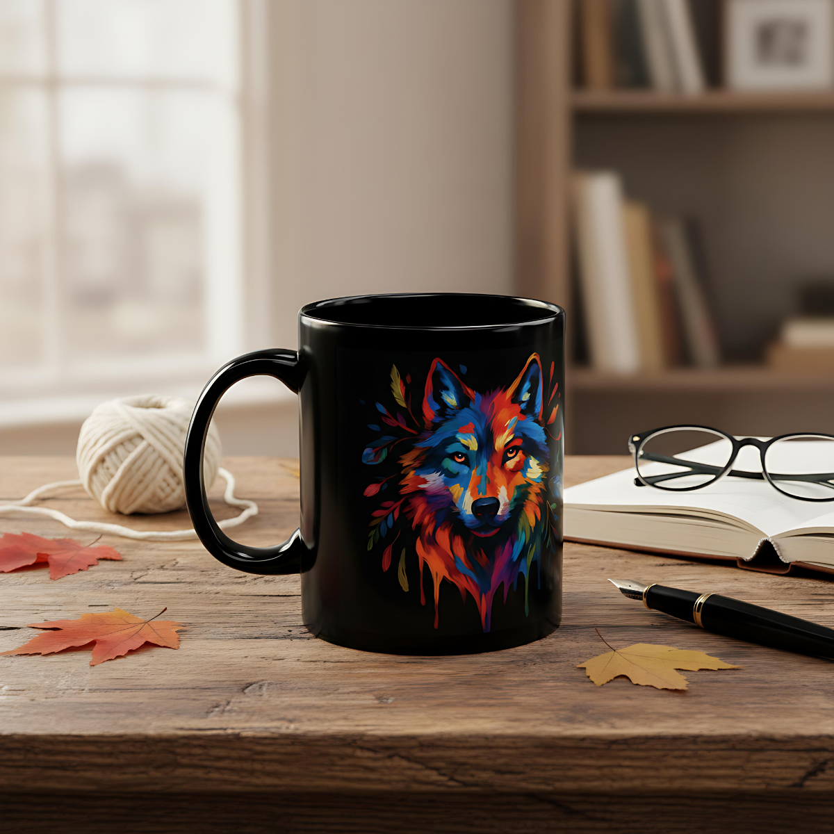 Wolf Coffee Mug | Colorful Watercolor Wolf Art Mug | Wolves Mug Gift |