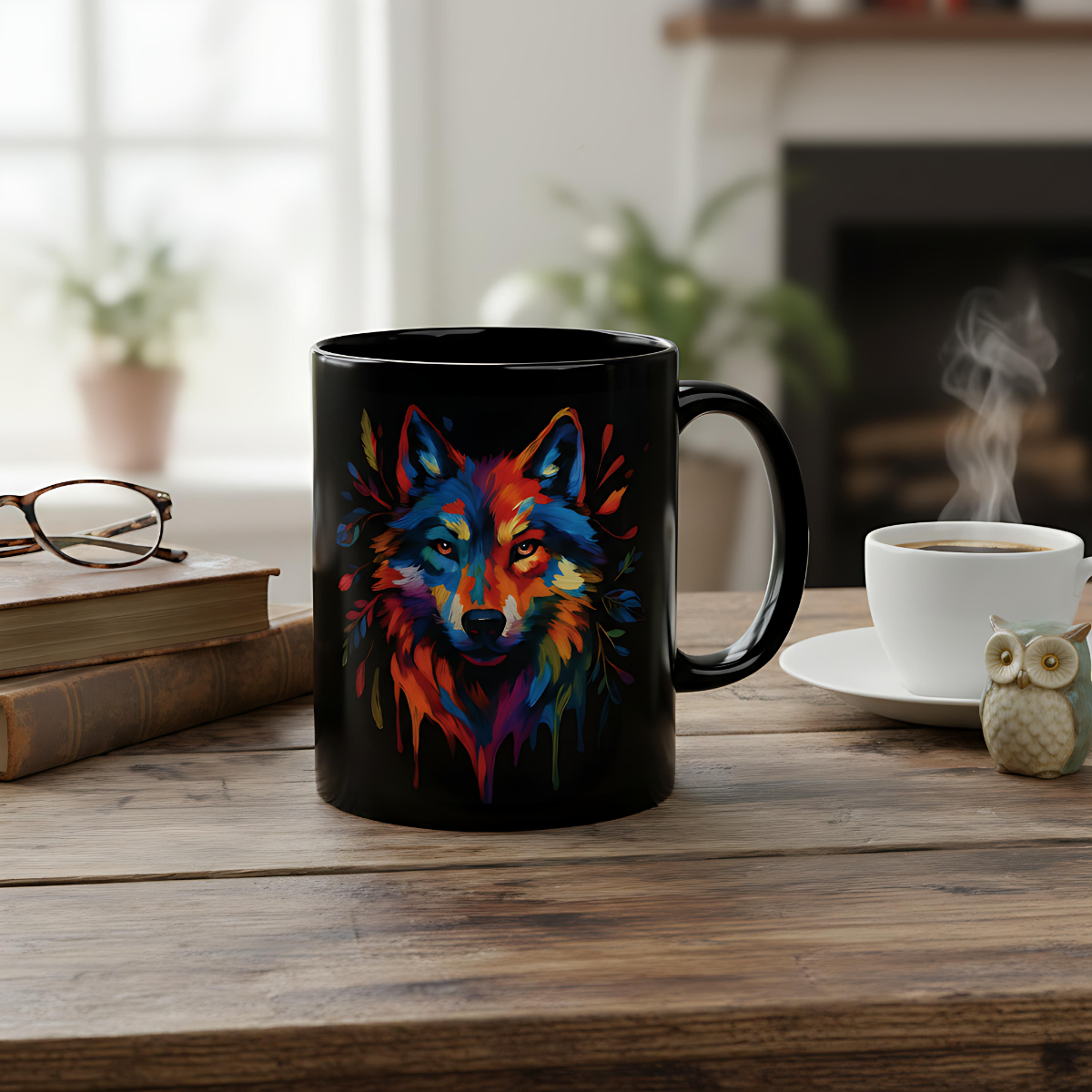 Wolf Coffee Mug | Colorful Watercolor Wolf Art Mug | Wolves Mug Gift |
