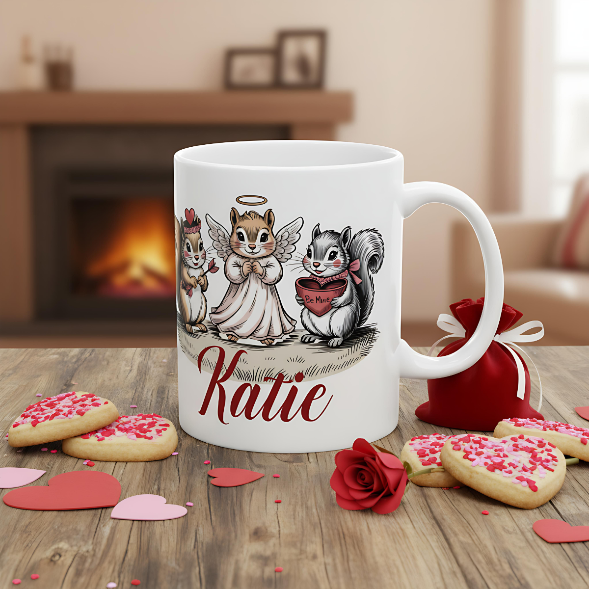 Personalized Squirrel Mug | Cute Valentine Mug | Custom Name Cup | Woodland Animal Gift