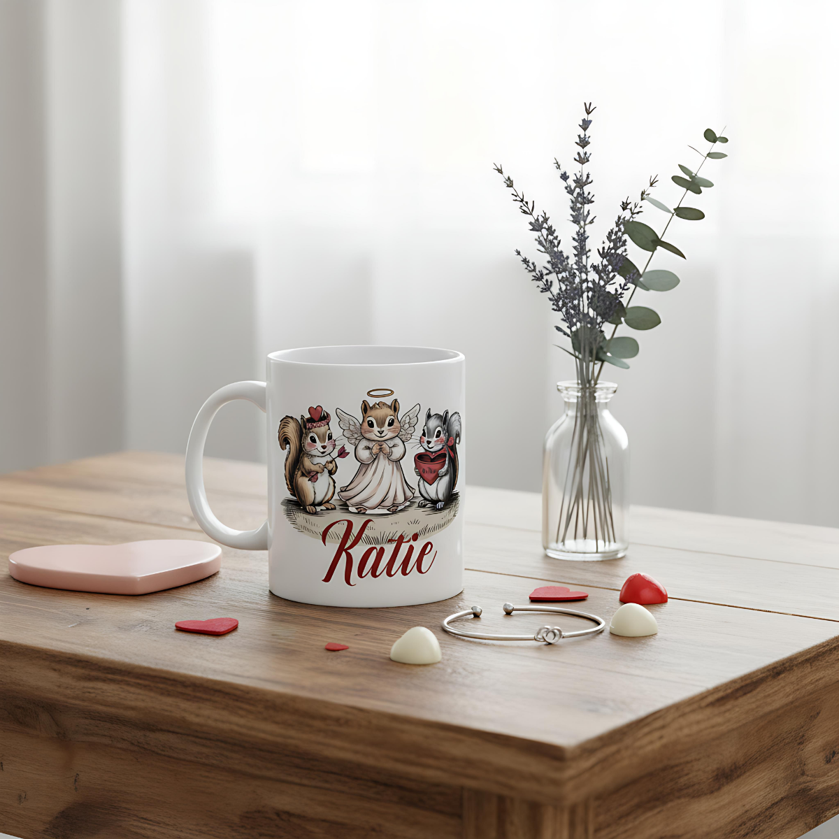 Personalized Squirrel Mug | Cute Valentine Mug | Custom Name Cup | Woodland Animal Gift