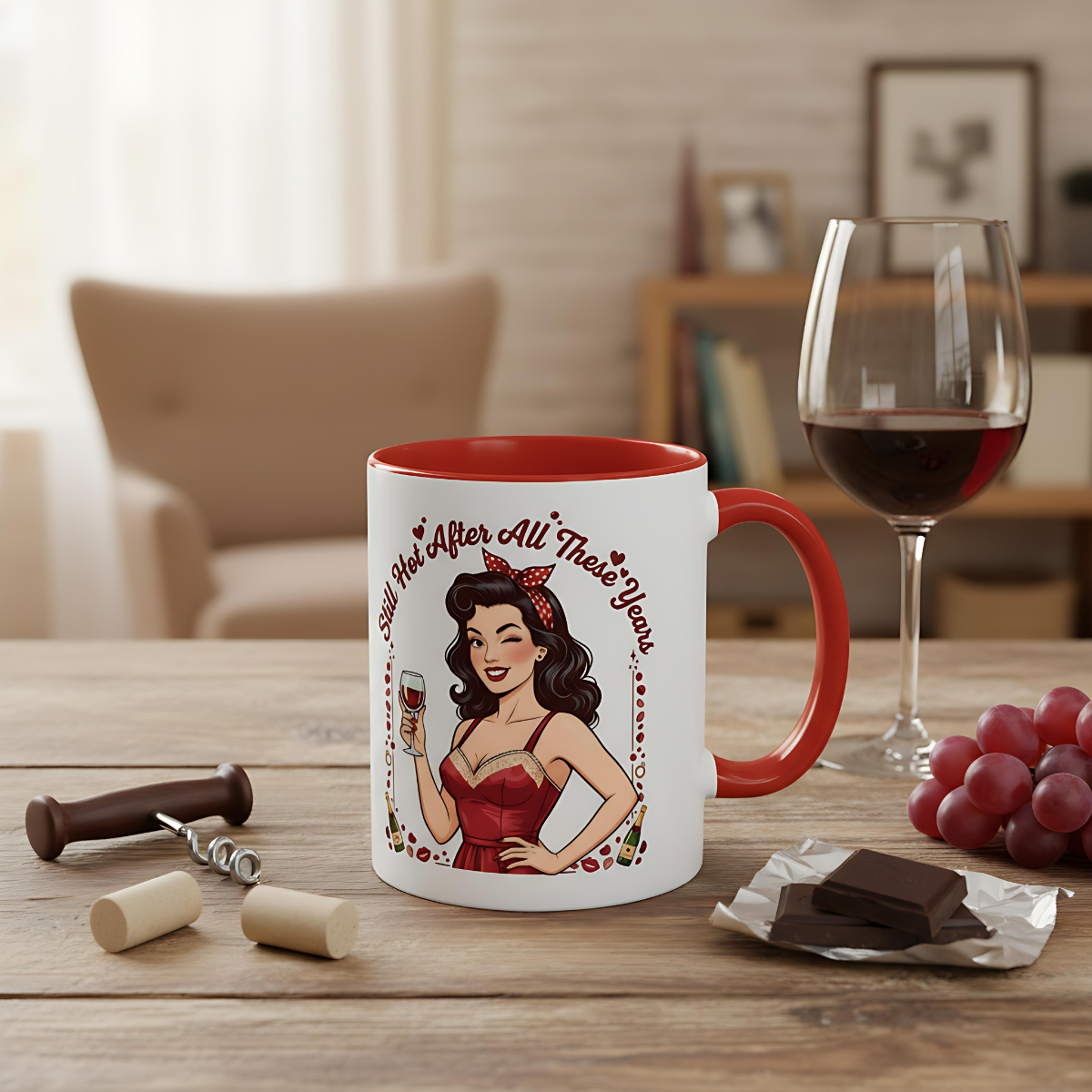 Pin Up Mug | Retro Coffee Mug for Wife | Vintage Anniversary Mug | Valentines Day Gift |