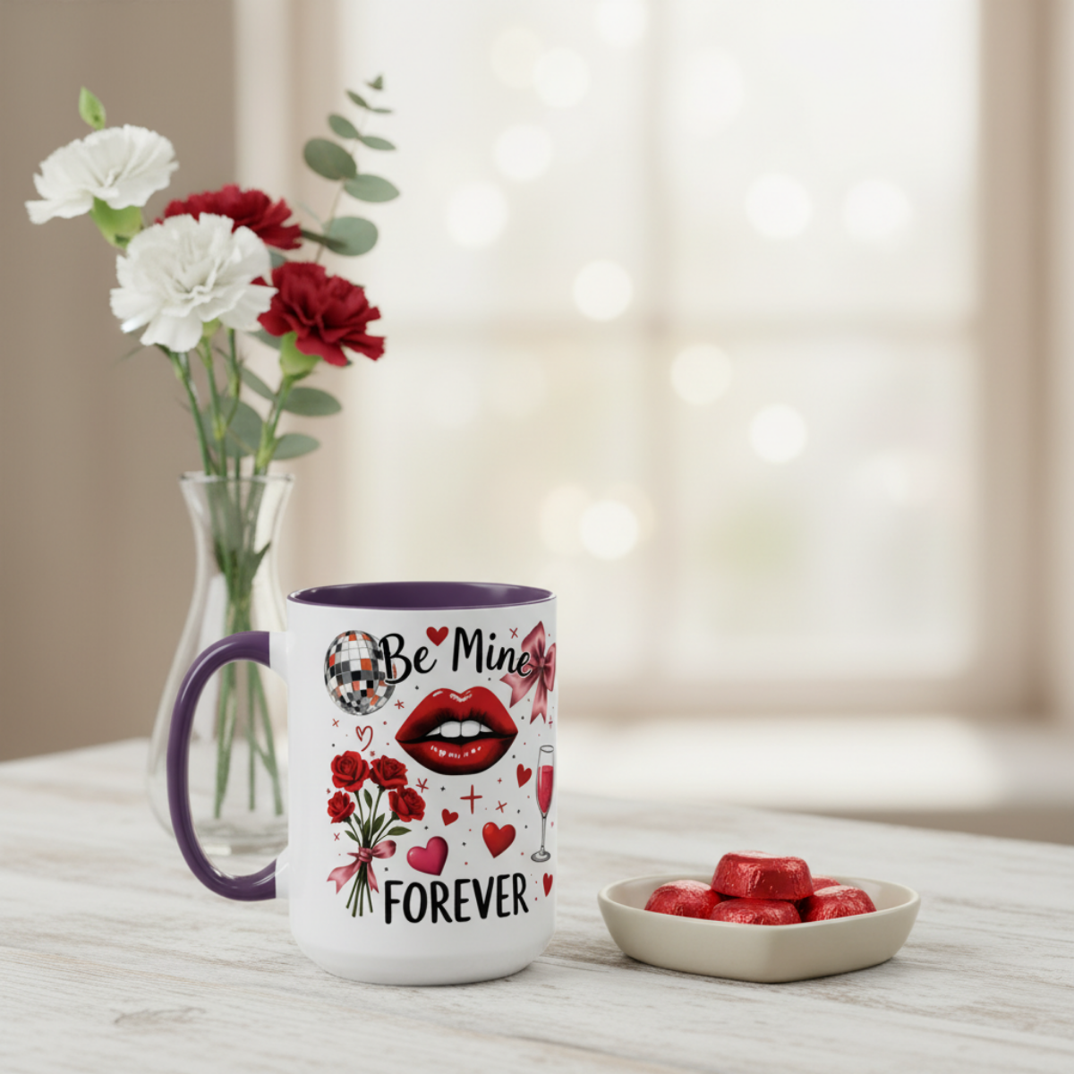 Ceramic valentine gift, Valentines day cup,  wife gift ideas, anniversary mug.